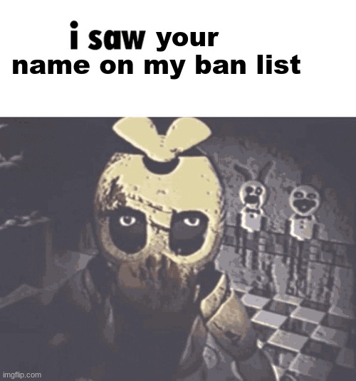 i saw what you deleted | your name on my ban list | image tagged in i saw what you deleted | made w/ Imgflip meme maker