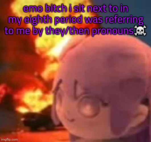 wsp the weather's nice rn (them* -potat) | emo bitch i sit next to in my eighth period was referring to me by they/then pronouns☠️ | image tagged in msmg | made w/ Imgflip meme maker