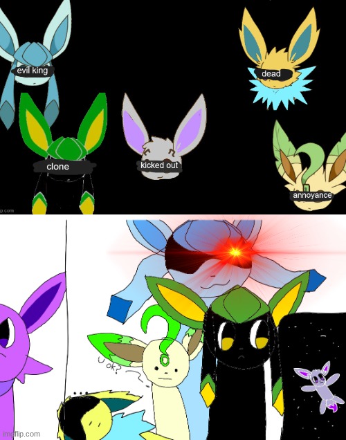 while in the 2nd room.. | image tagged in drawing,eeveelution squad | made w/ Imgflip meme maker
