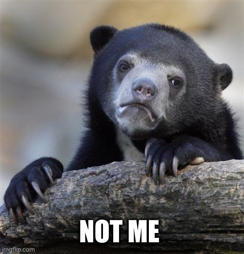 Confession Bear Meme | NOT ME | image tagged in memes,confession bear | made w/ Imgflip meme maker