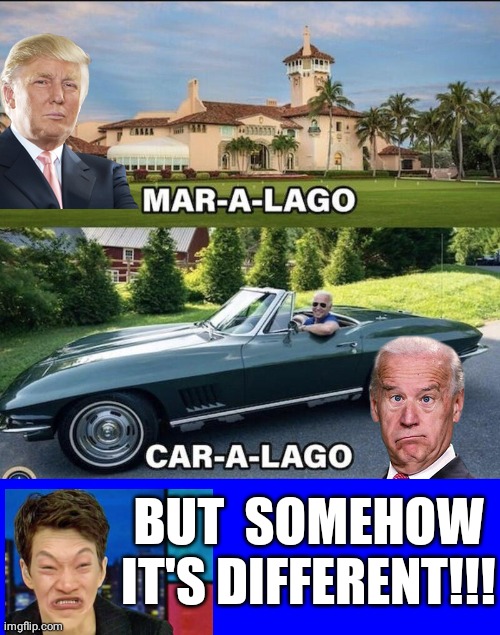 Car A Lago | BUT  SOMEHOW IT'S DIFFERENT!!! | image tagged in blue square | made w/ Imgflip meme maker