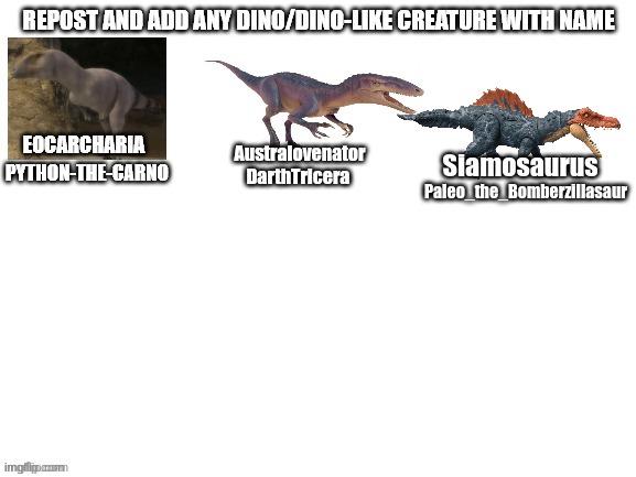 Paleo_the_Bomberzillasaur; Siamosaurus | made w/ Imgflip meme maker