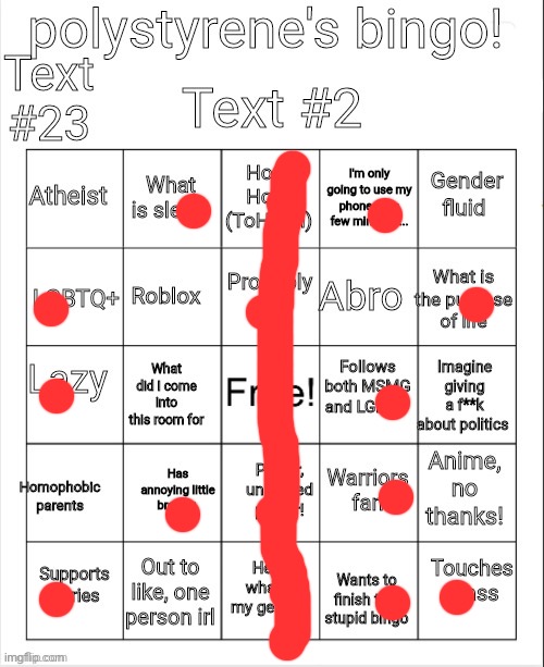 a | image tagged in polystyrene's bingo | made w/ Imgflip meme maker