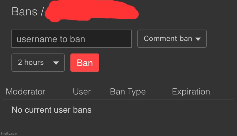 fun fact: there will say “no current user bans” in a stream when there are no bans | made w/ Imgflip meme maker