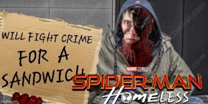 Spiderman Homeless | image tagged in spiderman,homeless,silly | made w/ Imgflip meme maker