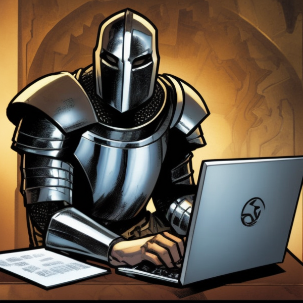 Knight using a COmputer Blank Meme Template