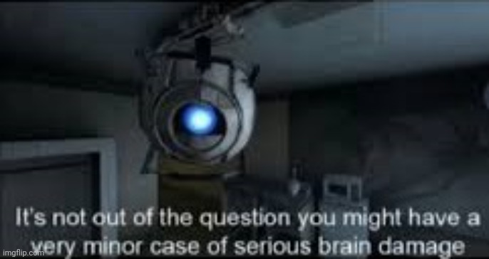 Portal 2 was an absolutely amazing game | image tagged in wheatley serious braindamage | made w/ Imgflip meme maker