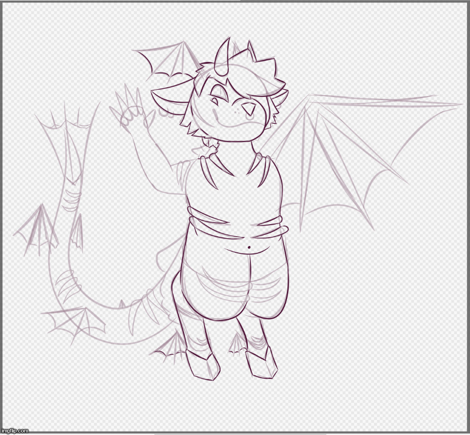 wip - converting a character I made in class to digital, his name is Sooth and he's a goat-dragon | image tagged in furry,art,drawings,dragons,anthro,goat | made w/ Imgflip meme maker