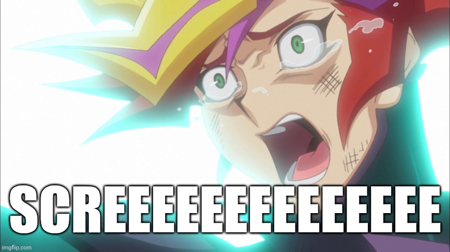 Screaming Yusaku Yu-gi-oh | SCREEEEEEEEEEEEEE | image tagged in screaming yusaku yu-gi-oh | made w/ Imgflip meme maker