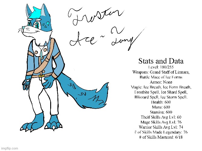 Frosten w/ stats! (Art by me! (Frosten Ice-Fang)) | made w/ Imgflip meme maker