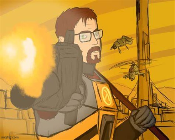 Gordon Freeman with a shotgun | image tagged in gordon freeman with a shotgun | made w/ Imgflip meme maker