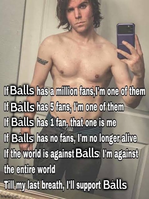 Bàlls | Balls; Balls; Balls; Balls; Balls; Balls | image tagged in i'll support onision | made w/ Imgflip meme maker