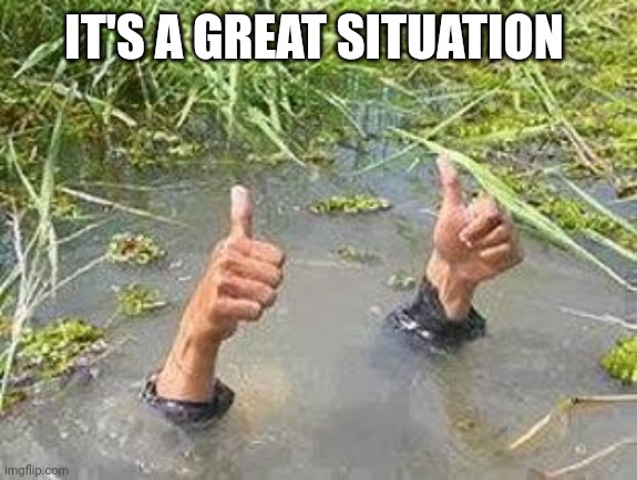 FLOODING THUMBS UP | IT'S A GREAT SITUATION | image tagged in flooding thumbs up | made w/ Imgflip meme maker