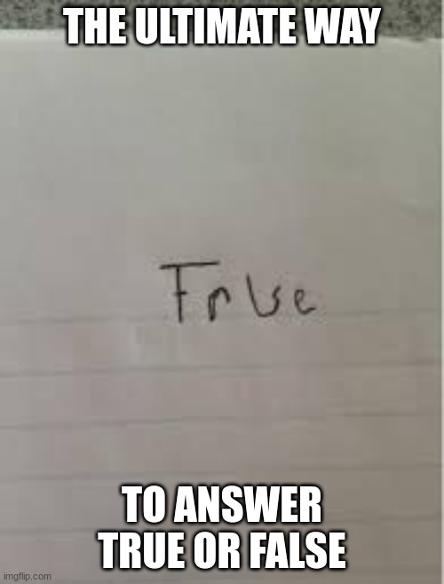 memes | THE ULTIMATE WAY; TO ANSWER TRUE OR FALSE | image tagged in msmg,memes | made w/ Imgflip meme maker