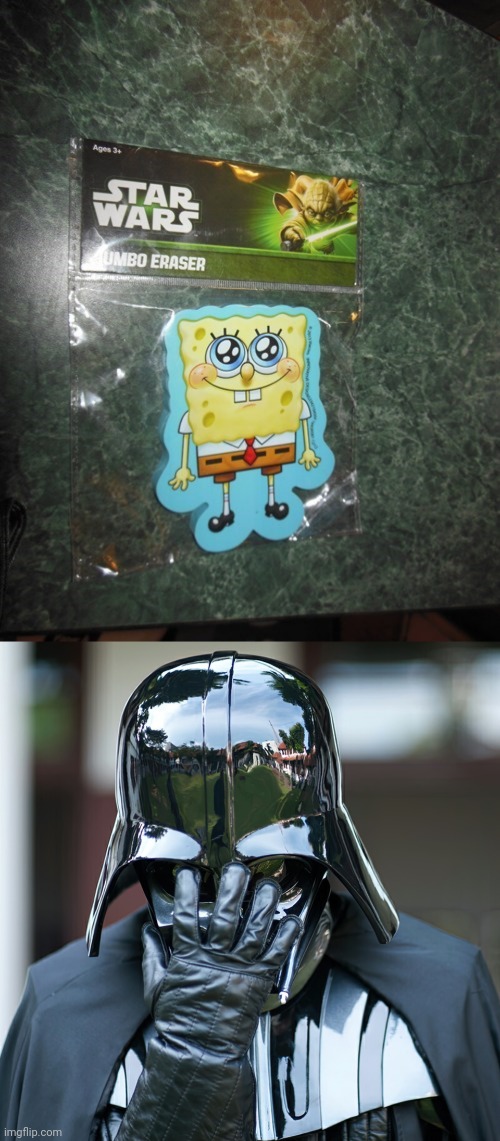 SpongeBob in Star Wars | image tagged in darth vader facepalm large,you had one job,star wars,memes,spongebob squarepants,spongebob | made w/ Imgflip meme maker