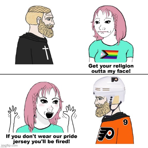 image tagged in lgbtq,gay pride,1st amendment,nhl,religion,russia | made w/ Imgflip meme maker