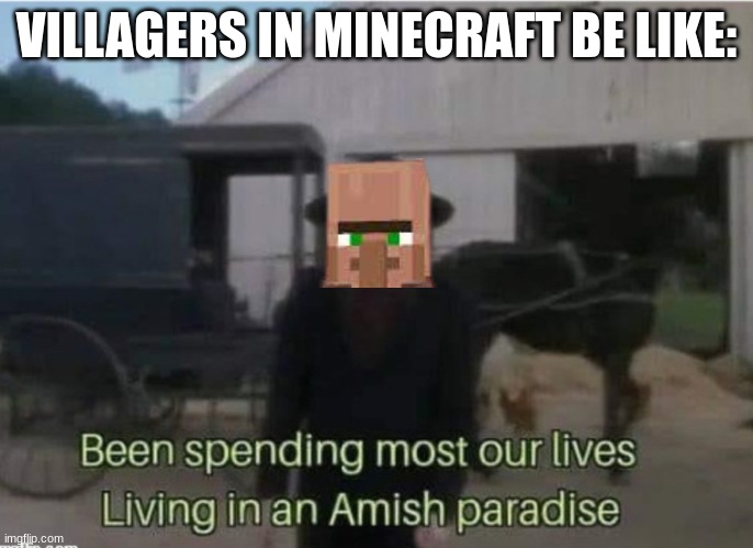 ... | VILLAGERS IN MINECRAFT BE LIKE: | image tagged in amish paradise | made w/ Imgflip meme maker