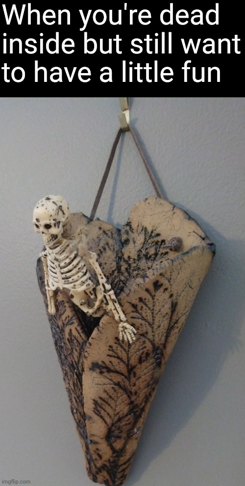 Every day | When you're dead inside but still want to have a little fun | image tagged in skeleton,memes,dead inside | made w/ Imgflip meme maker