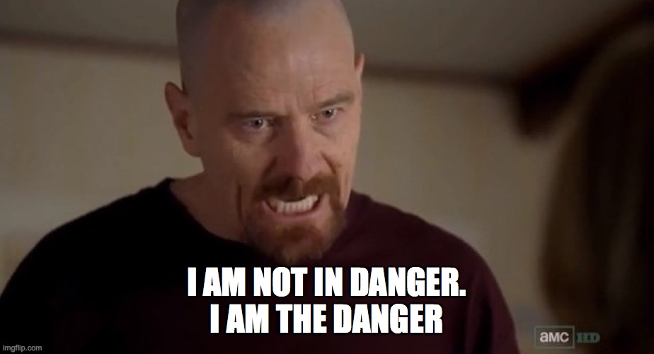 something Walter would say | I AM NOT IN DANGER.
I AM THE DANGER | image tagged in i am the one who knocks | made w/ Imgflip meme maker