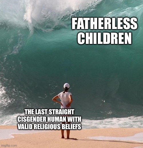 Oh boy I can’t wait to get insulted by like, hundreds of gays and furries trying to contradict this joke post lmao | FATHERLESS CHILDREN; THE LAST STRAIGHT CISGENDER HUMAN WITH VALID RELIGIOUS BELIEFS | image tagged in disaster,balls,this post is a joke by the way,im surprised youre actually reading the tags | made w/ Imgflip meme maker