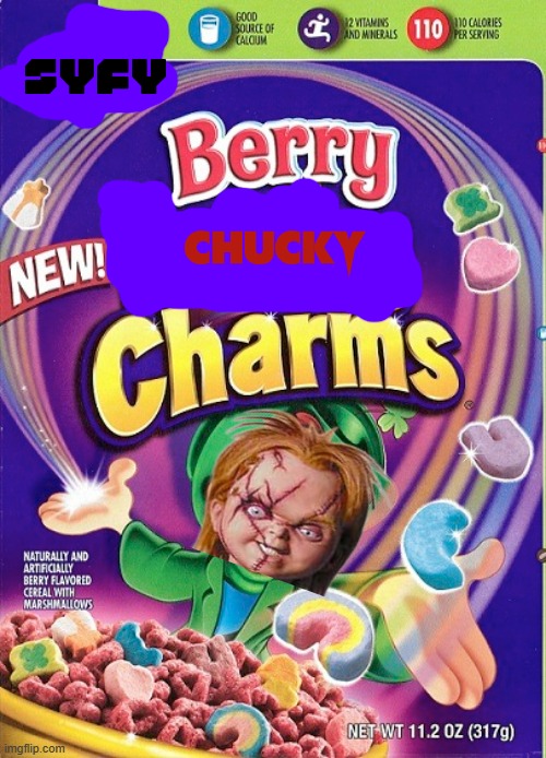 berry chucky charms | image tagged in memes,universal studios,chucky,cereal,fake | made w/ Imgflip meme maker