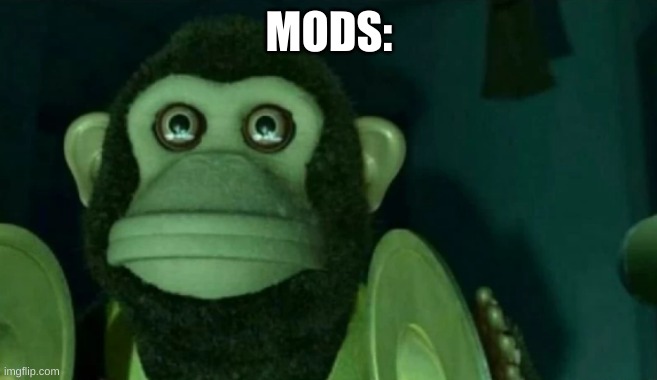 staring moneky | MODS: | image tagged in staring moneky | made w/ Imgflip meme maker