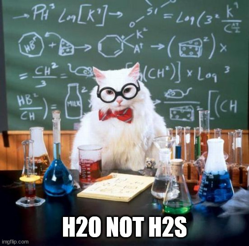 Chemistry Cat Meme | H2O NOT H2S | image tagged in memes,chemistry cat | made w/ Imgflip meme maker