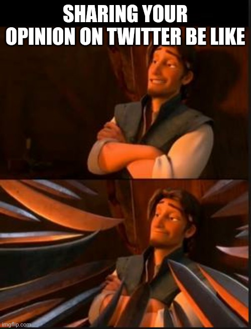 tangled 2 | SHARING YOUR OPINION ON TWITTER BE LIKE | image tagged in tangled 2 | made w/ Imgflip meme maker