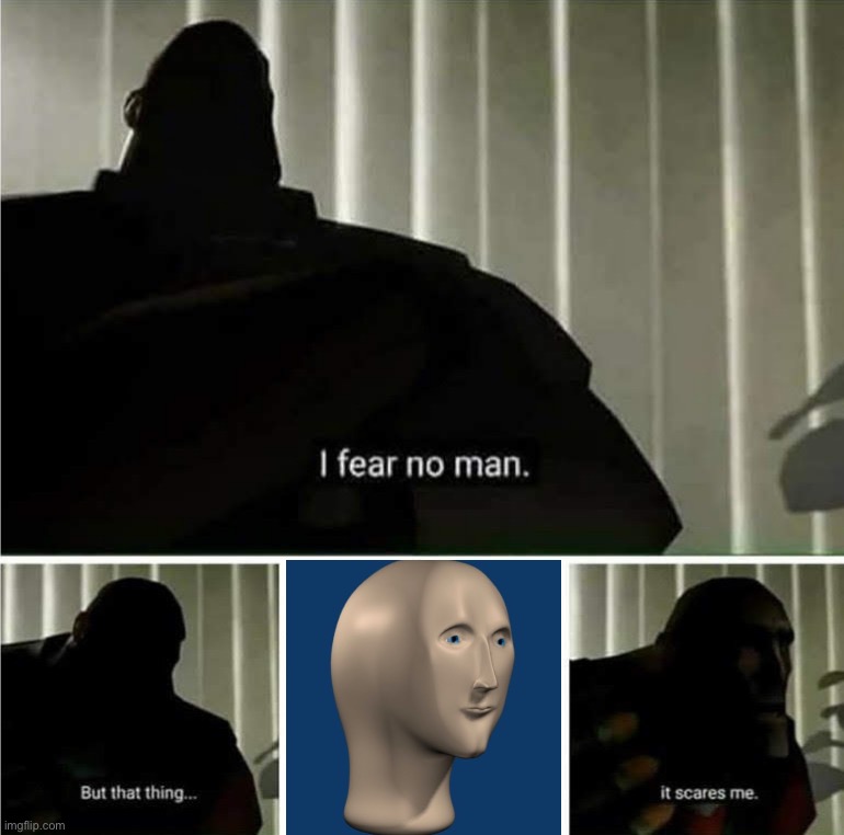 PSA: This is a Meme Man. Do not fear the Meme Man. Embrace him | image tagged in that thing scares me | made w/ Imgflip meme maker