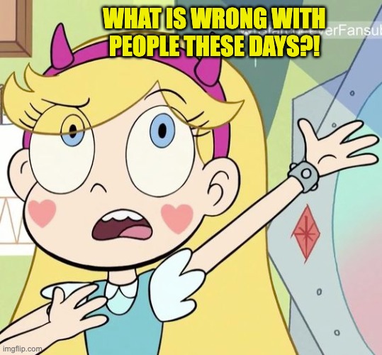 What is wrong with People these Days?!?! | WHAT IS WRONG WITH PEOPLE THESE DAYS?! | image tagged in star butterfly,svtfoe,star vs the forces of evil,memes,funny,you had one job | made w/ Imgflip meme maker