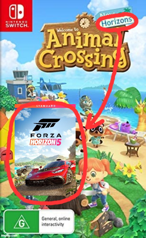 image tagged in shitpost,forza horizon 5,animal crossing | made w/ Imgflip meme maker