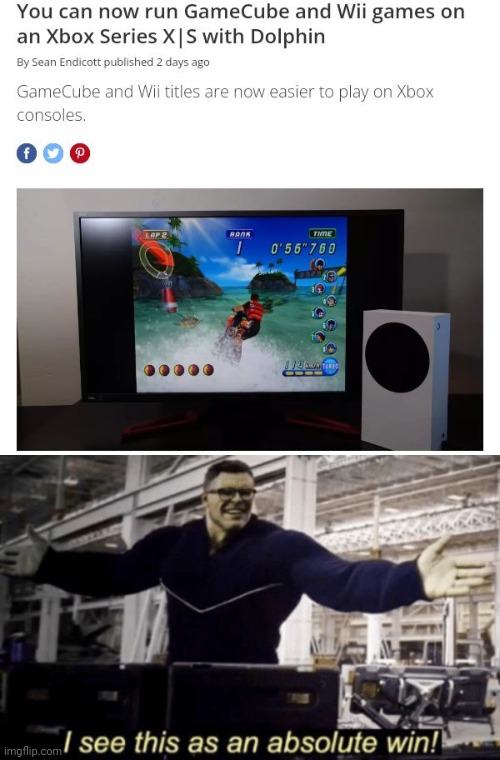 Epic moment | image tagged in i see this as an absolute win,nintendo gamecube,wii,gaming,memes,xbox | made w/ Imgflip meme maker