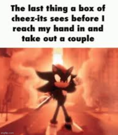 shadow-its | image tagged in shadow the hedgehog,food,snacks | made w/ Imgflip meme maker