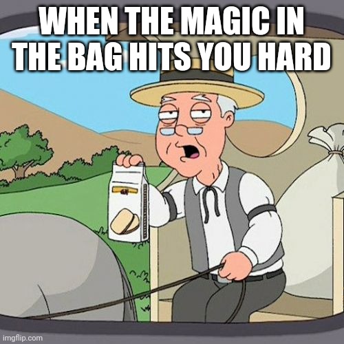 Pepperidge Farm Remembers | WHEN THE MAGIC IN THE BAG HITS YOU HARD | image tagged in memes,pepperidge farm remembers | made w/ Imgflip meme maker