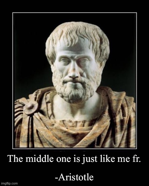 -Aristotle | The middle one is just like me fr. | image tagged in -aristotle | made w/ Imgflip meme maker