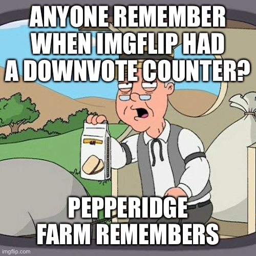 Imgflip veterans pls respond | ANYONE REMEMBER WHEN IMGFLIP HAD A DOWNVOTE COUNTER? PEPPERIDGE FARM REMEMBERS | image tagged in memes,pepperidge farm remembers,downvote | made w/ Imgflip meme maker