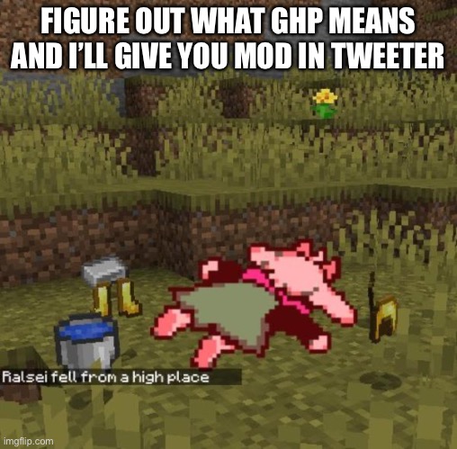 FIGURE OUT WHAT GHP MEANS AND I’LL GIVE YOU MOD IN TWEETER | made w/ Imgflip meme maker