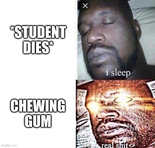 i hate middle school im in grade six just started already hate it | *STUDENT DIES*; CHEWING GUM | image tagged in i sleep real shit,student,memes,middle school | made w/ Imgflip meme maker