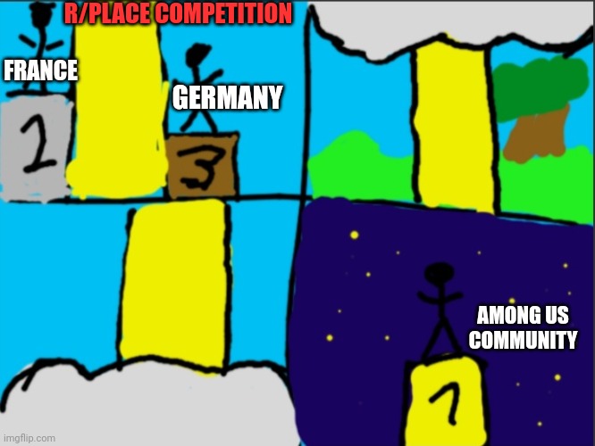 High ground | R/PLACE COMPETITION; FRANCE; GERMANY; AMONG US COMMUNITY | image tagged in the best in the universe | made w/ Imgflip meme maker