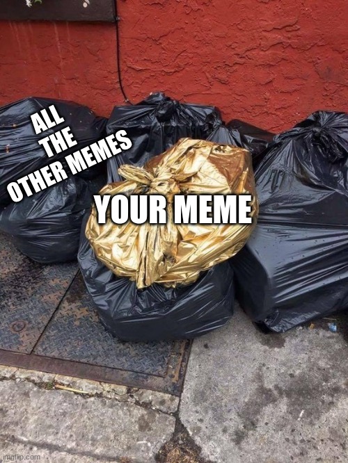 Golden Trash Bag | ALL THE OTHER MEMES YOUR MEME | image tagged in golden trash bag | made w/ Imgflip meme maker