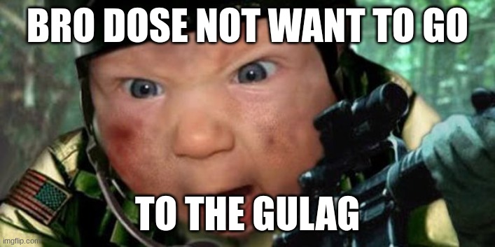 Call of Duty |  BRO DOSE NOT WANT TO GO; TO THE GULAG | image tagged in call of duty | made w/ Imgflip meme maker