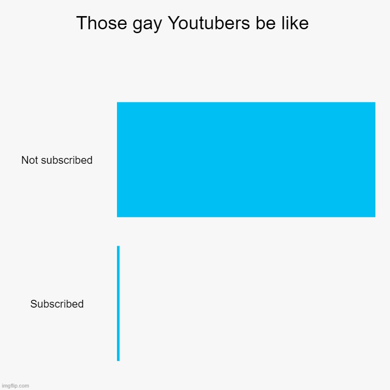True | Those gay Youtubers be like | Not subscribed, Subscribed | image tagged in charts,bar charts | made w/ Imgflip chart maker