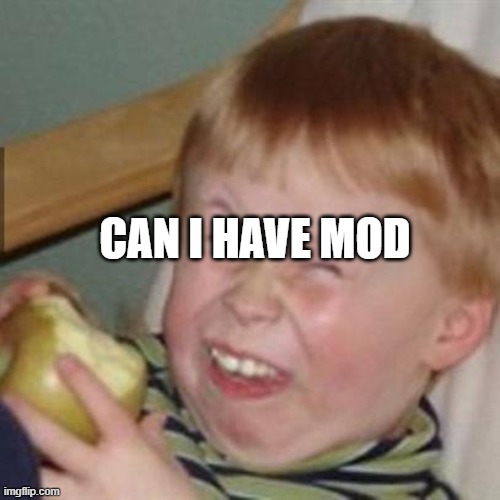 laughing kid | CAN I HAVE MOD | image tagged in laughing kid | made w/ Imgflip meme maker