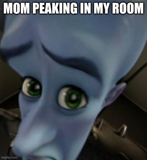 Megamind no bitches | MOM PEAKING IN MY ROOM | image tagged in megamind no bitches | made w/ Imgflip meme maker