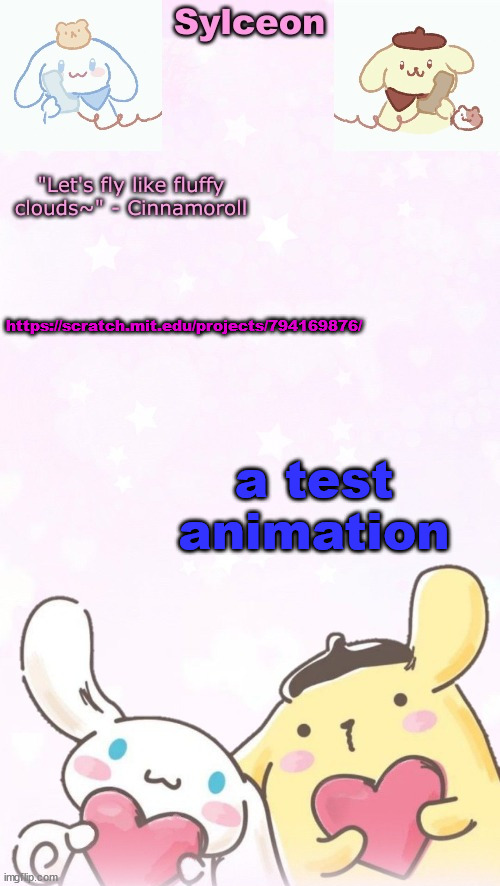 ft frost and spark | https://scratch.mit.edu/projects/794169876/; a test animation | image tagged in sylc's pom pom purin and cinnamoroll temp thx yachi | made w/ Imgflip meme maker