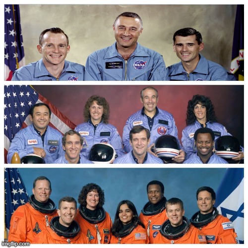Apollo 1, Challenger, Columbia | image tagged in space | made w/ Imgflip meme maker