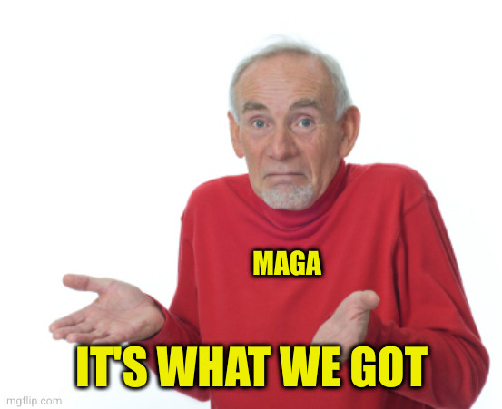 Guess I'll die  | MAGA IT'S WHAT WE GOT | image tagged in guess i'll die | made w/ Imgflip meme maker