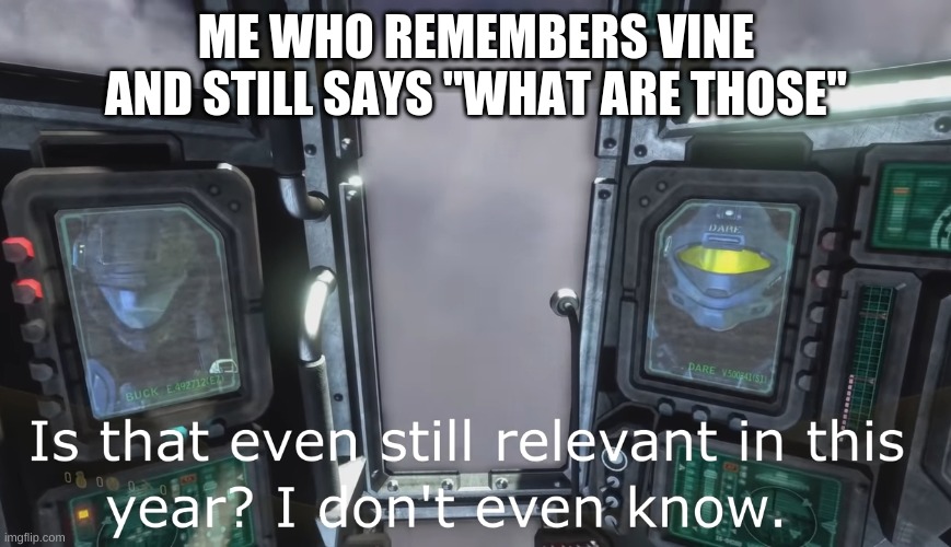 My friend made this meme, hes been off the internet for a while. | ME WHO REMEMBERS VINE AND STILL SAYS "WHAT ARE THOSE" | image tagged in halo 3 odst is that even still relevant in this year | made w/ Imgflip meme maker