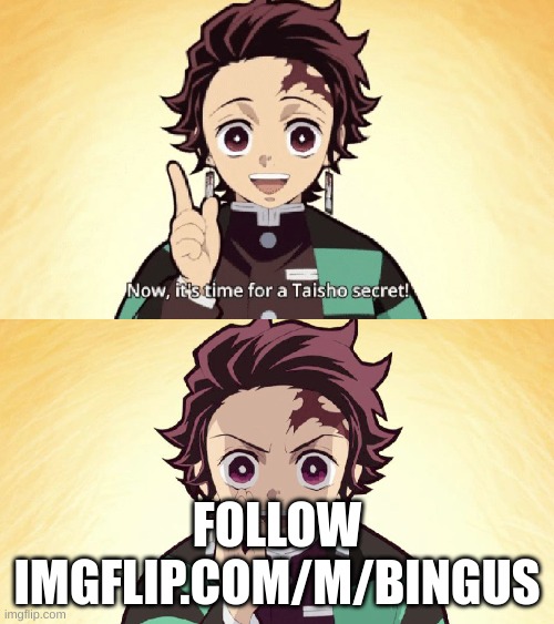 yes I know it'll make me an stream adviser | FOLLOW IMGFLIP.COM/M/BINGUS | image tagged in taisho secret | made w/ Imgflip meme maker