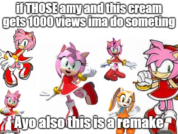 Also, No. i don't simp | if THOSE amy and this cream gets 1000 views ima do someting; Ayo also this is a remake | image tagged in amy rose | made w/ Imgflip meme maker